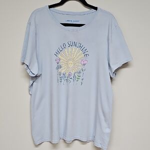 Life Is Good Crusher Tee, Hello Sunshine, Light Blue, Size XXL, READ DESCRIPTION